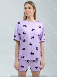 Жіноча піжама з собачками "Lavender Puppies" (футболка+шорти) (12062)