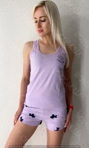 Женская пижама с майкой и шортами «Lavender Puppies» (12063)